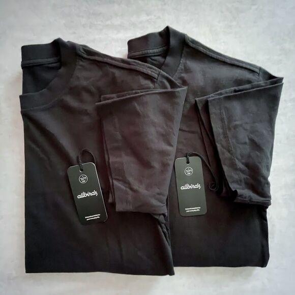allbirds Organic Cotton T Shirts Mens Size XS Black Crew Neck Short Sleeve 2 CT - Picture 1 of 12